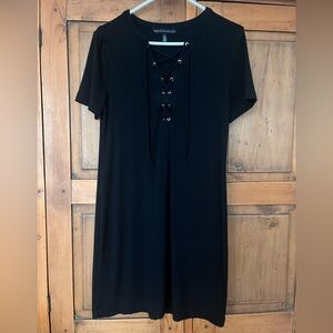 WHBM Small T-Shirt Black Lace-Up Dress